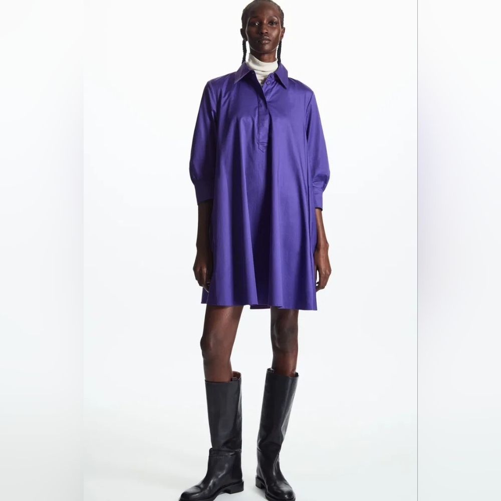 COS A Line Mini Shirt Dress Purple‎